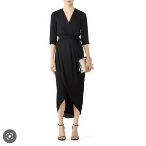 Black silky tulip hem cocktail dress